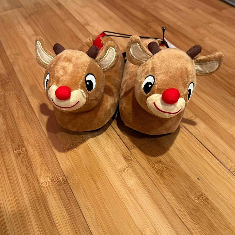 Rudolph the red nose, reindeer slippers